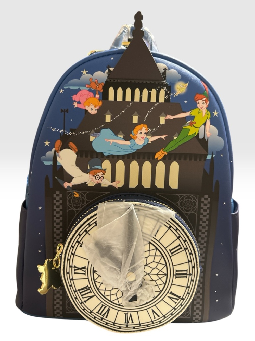 Loungefly Navy Blue Peter Pan Clock Tower Mini Backpack